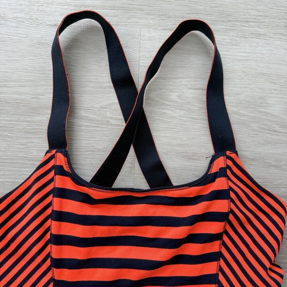 Lululemon Striped Tank Top Orange Navy Blue Strappy Back Built-in Bra Size 2/4 - Picture 4 of 8
